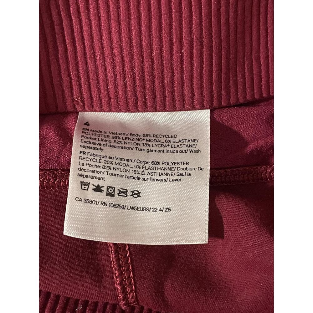 Lululemon Brushed Softstreme Ribbed Zip Flare Pant Womens 4 Pink Pomegranate - Picture 5 of 8